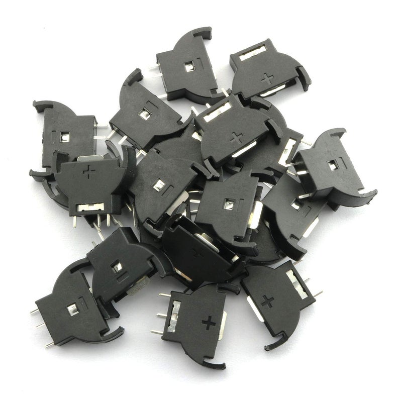 Tegg 20PCS Vertical CR2032 Shell Type Coin Button Cell Battery Sockets 3 Pin Holder Case - Image 1